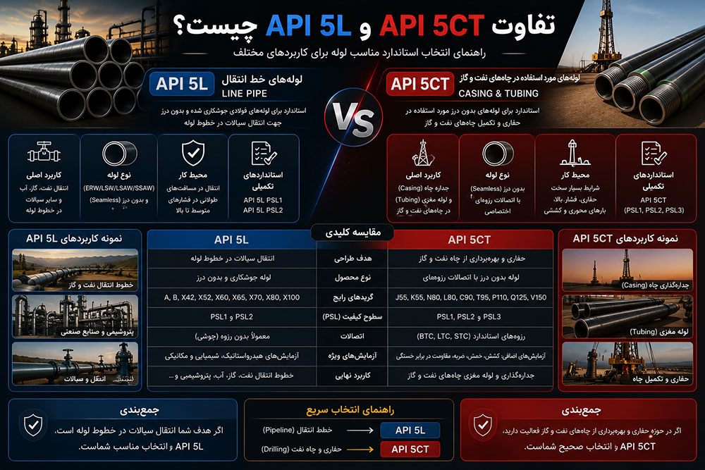 تفاوت API 5L و API 5CT