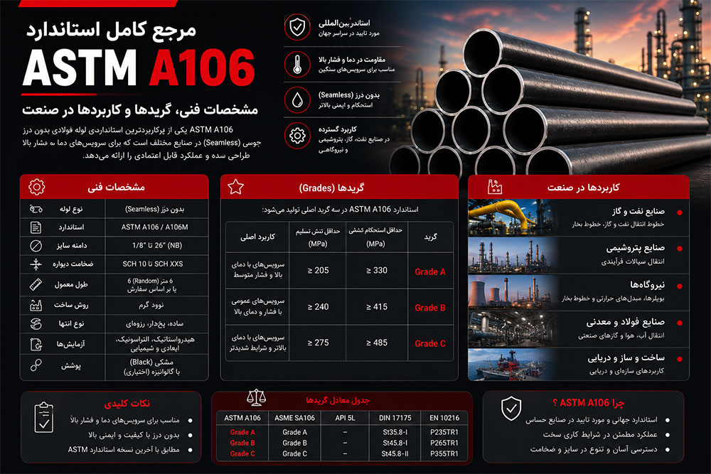 اطلاعات کامل استاندارد ASTM A106 لوله‌های مانیسمان