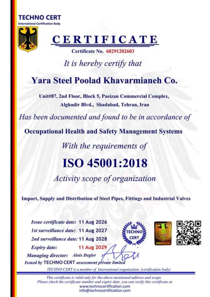 گواهینامه iso45001:2018 آهنتودی