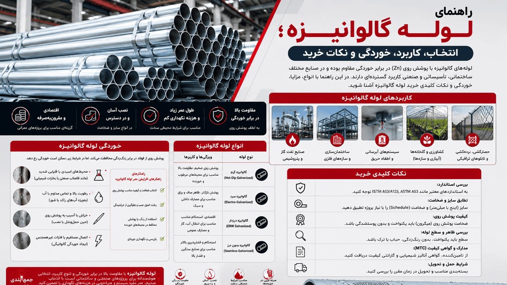 راهنمای لوله گالوانیزه؛ انتخاب، کاربرد، خوردگی و نکات خرید
