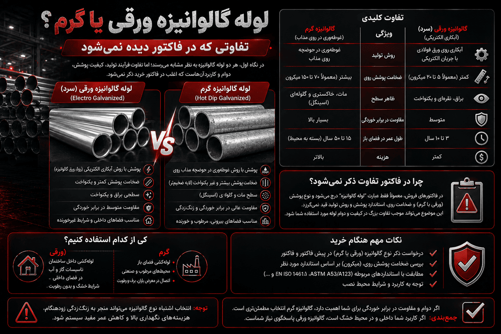 هر آنچه باید در مورد تفاوت لوله گالوانیزه گرم و سرد بدانیم