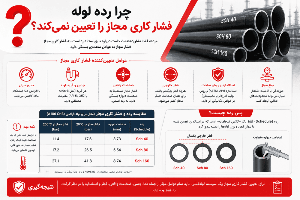 پوستر چرا رده لوله فشار کاری مجاز را تعیین نمی‌کند؟  با تمام توضیحات و جزئیات بهمراه عکس لوله