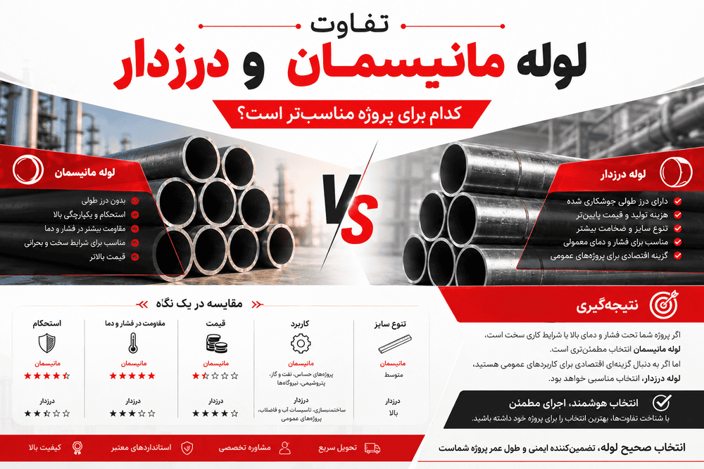 مقایسه لوله درزدار با لوله مانیسمان